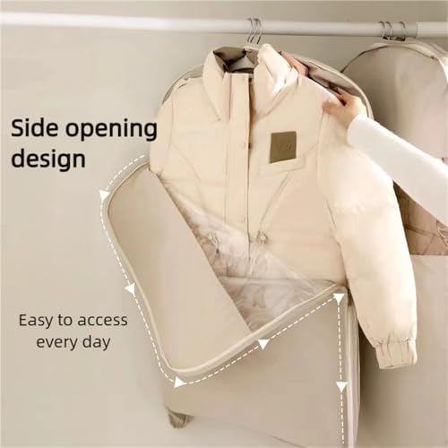 Space Saving Hanging Garment Bag with Self Compression Zipper, Dust Cover Clothes Bags for Down, Space Saver Dust Cover Closet Organizers for Closet Storage (Pink, M+L+XL-3PCS)3