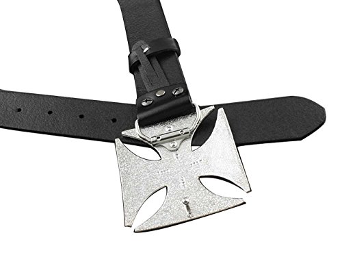 Mens Iron Huge Cross Buckle Biker Trucker Genuine Cowhide Leather Belt Black #TOP3