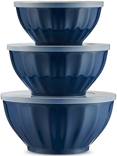 Godinger Mixing Bowls with Lids, Plastic Nesting Bowls Set, Storage Bowls, Microwave Safe Mixing Bowl Set, 3 Bowls 3 Lids