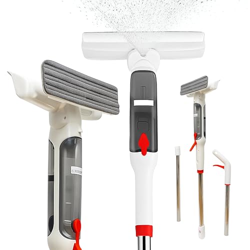 Limpiacristales 4 en 1 con Mango Telescópico – Rasqueta para Ventanas, Mamparas y Espejos, Limpiador de Cristales para Coche y Baño – Herramienta Multiusos para el Hogar