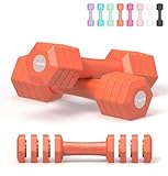 Best Seated Exercises for Seniors 💪 4 Adjustable Dumbbells Set, 4 in 1 Hand Weights Set for Women Men 10 LB Dumbbell Pair Each 2lbs 3lbs 4lbs 5lbs Weights Dumbbells Set with TPU Soft Rubber Handle for Home Gym Exercise Fitness - Orange