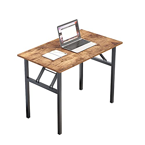 sogesfurniture Schreibtisch Klapptisch 100x60cm / 120x60cm Computertisch Bürotisch Konferenztisch, AC5B-100&120-SF (Braun & Schwarz, 100 x 60 x 75cm)