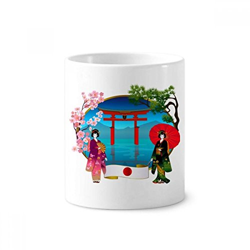 Céramique Kimono Fille Japon Culture Mug et Porte-stylo Blanc 350 ml avec finition soignée