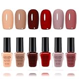 GELLEN Nail Polish Set, Nude Red Brown Quick Dry Traditional Regular Nail Polish Fall Winter 6 Colors Set for Fingernails Toe Nails Acrylic Natural Nails Home Salon, Non UV Gel, Hema Free, Non-toxic