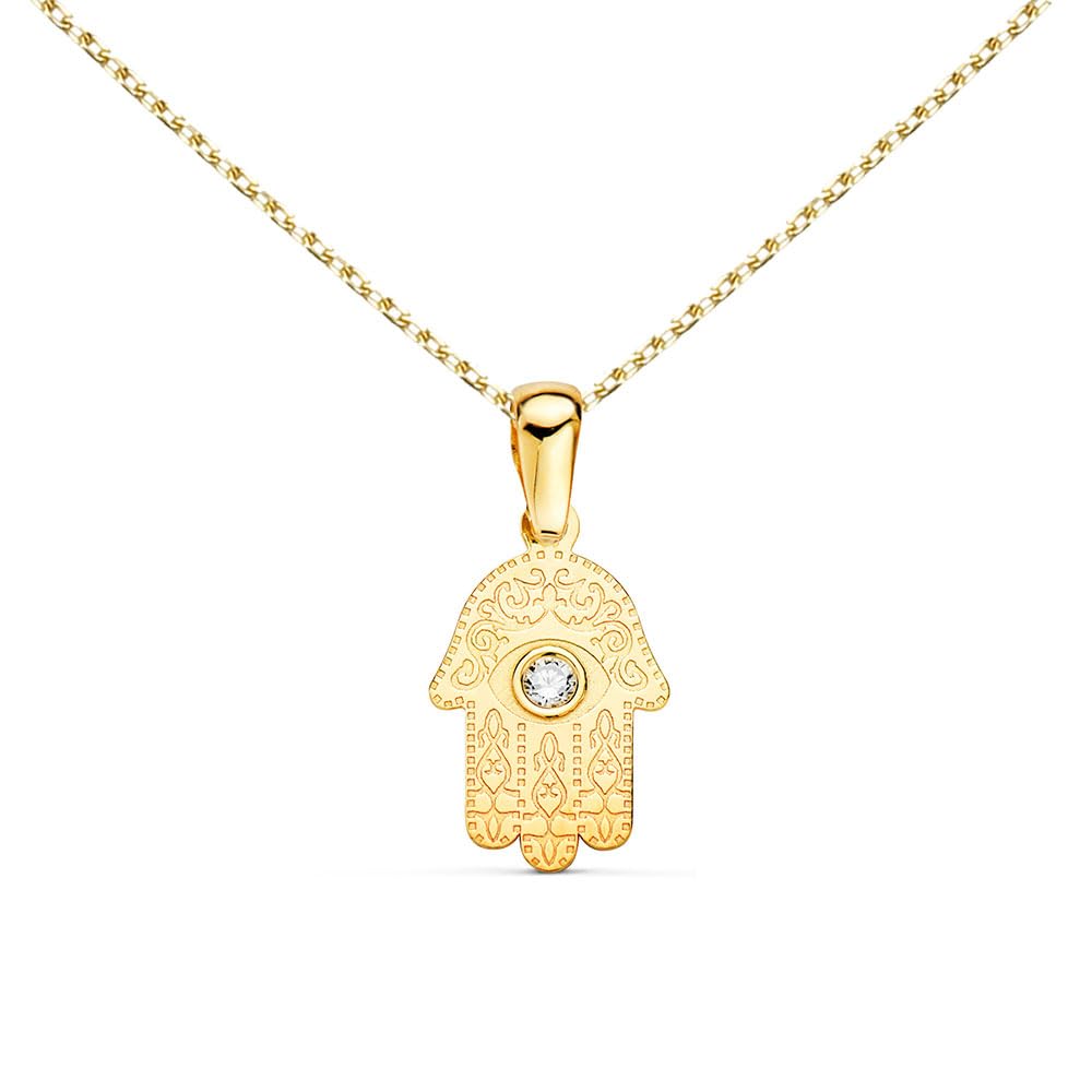 L'Atelier d'Azur Collier – Colgante de oro de 18 quilates 750/000 Mano de Fátima Amarillo – Cadena dorada
