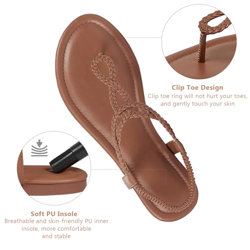 Image of zeetoo Women's Flat Sandals Summer T-StrapThong Bohemian Casual Comfortable Dressy Sandals for Women