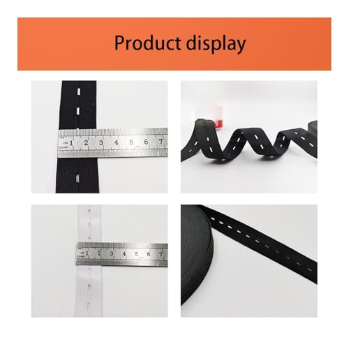 20/25mm Black White Adjustable Buttonhole Elastic Belt Pregnant Women's Pants Crochet Elastic Flat Eyelet Button Elastic Belt(Black,1M_25MM)4