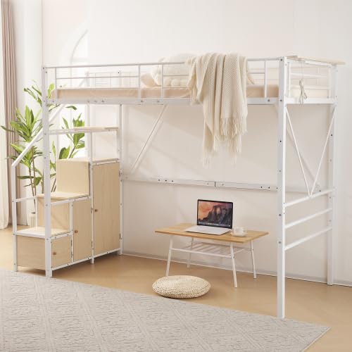 オーエスジェイ(OSJ) ロフトベッド タンス 階段付き 収納 パイプベッド シングル S コンセント付き シェルフ付き 子供ベッド ロフト ベッド ハイタイプ 大人 おしゃれ スチール 耐震 ベッド 北欧