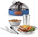 Wealers Unique Complete Messware Kit Polished Stainless Steel Dishes Set| Tableware| Dinnerware| Camping| Buffet| Includes - Cups | Plates| Bowls| Cutlery| Comes in Mesh Bags (Single Person Blue)