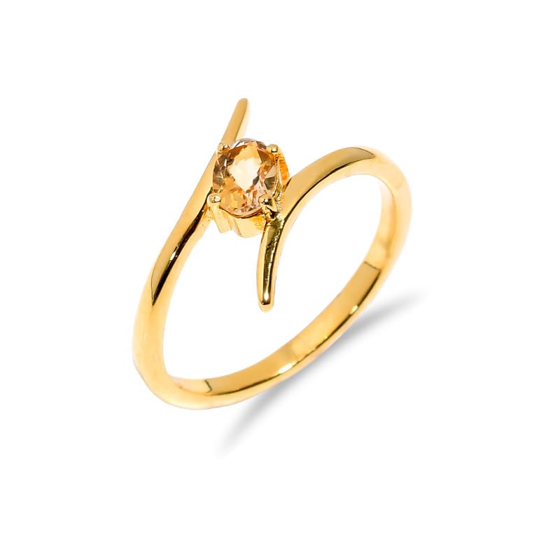 Bague de fiançailles argent 925 femme pierre taillée ovale citrine