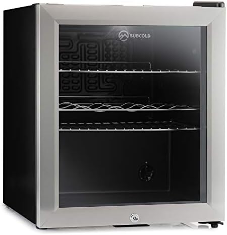 Subcold Super50 LED  Mini Fridge | 50L Beer, Wine & Drinks Fridge | LED Light + Lock and Key | Energy Efficient (Stainless Steel)