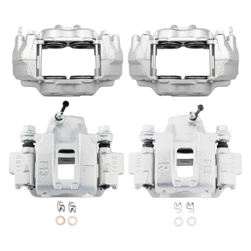 Image of TRQ Front and Rear Brake Caliper Set Zinc Coated Brackets Compatible with 2003-2005 Toyota 4Runner 2007-2014 FJ Cruiser