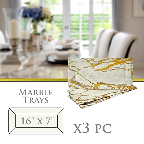 Marble Trays, Gold, 17" x 6" - Image 4