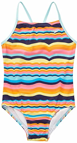 Speedo Girls Thin Strap One Piece Swimsuit (Rainbow, X-Large 16)