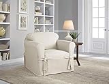 Serta | Relaxed Fit Durable Woven Linen Canvas Furniture Slipcover, Chair, White