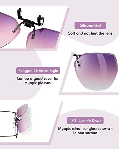 Weewooday 6 Pairs Polarized Polygon Style Clip On Sunglasses Flip Up Driving Clip on Glasses for Outdoors Indoors Men Women, 6 Colors3