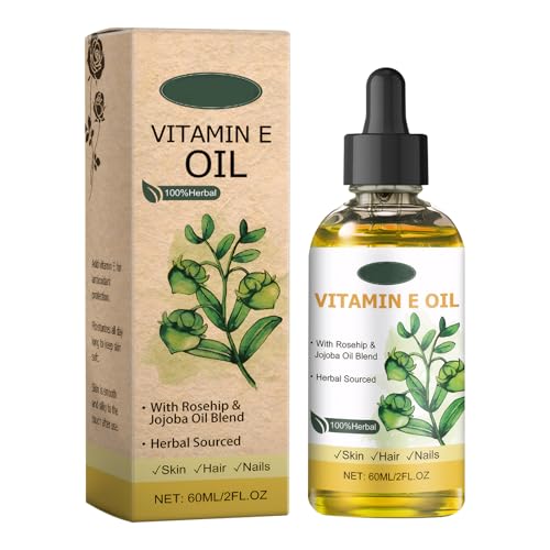 Vitamin E Öl, Vitamin E Öl Bio Für Kosmetik, Straffung Prallen Haut, Reines Vitamin E Öl, Vitamin E Tropfen, Anti-Aging-Falten Gegen, Vitamin E Oil Für Haut, Narben, Gesicht & Body, 60ml