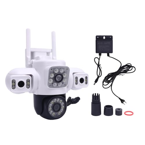 VBESTLIFE Triple Obiektyw Wi -Fi PTZ Security Camera, Trzy Soczewki Bezpieczeństwa na Zewnątrz, 1080p 360 ° Widok Bez Martwego Pola, Automatyczne śledzenie, 2 -Way (wtyczka UE)