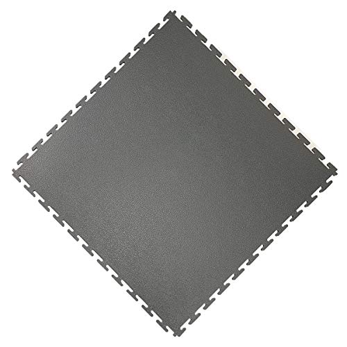 Preisvergleich Produktbild Vario24 PVC Bodenfliese 1 m² (4Fliesen), extrem belastbar, Bodenbelag, Garagenboden, Industrieboden, nicht die Light Version (Leder-dunkelgrau)