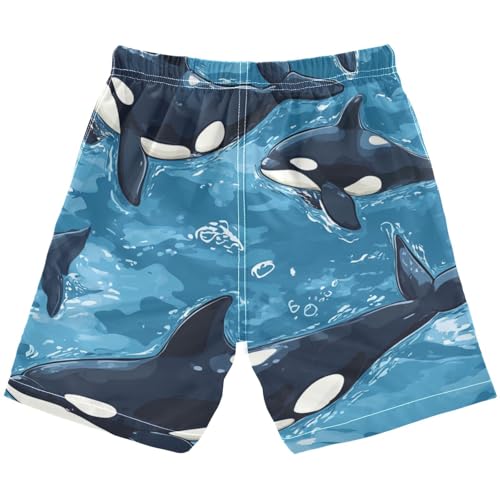 Boys Beach Board Shorts Orcas Whale Sea Swim Trunk Teen Swimwear 8-16Y Multicolor2