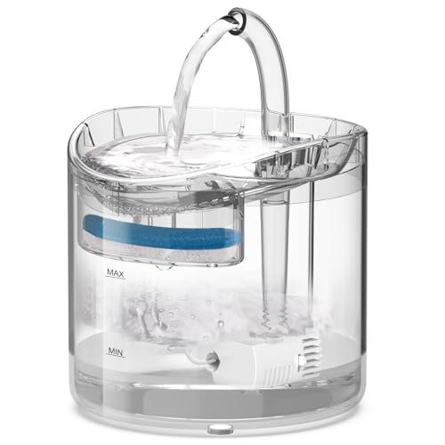 HONGSON LEDA Cat Water Supplies, 85oz/2.5L Water Fountains for Cats Indoor, Automatic Cat Water Dispenser for Cats, Dogs, Multiple Pets