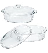 2 Pack Glass Casserole Dish with Lid, Clear Glass Cookware Baking Dish, Casserole Dishes for Oven...
