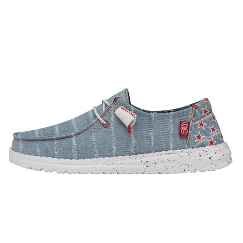 Image of Hey Dude Women's Wendy Slub CanvasMoc Toe Shoes, Denim Star, 6 UK