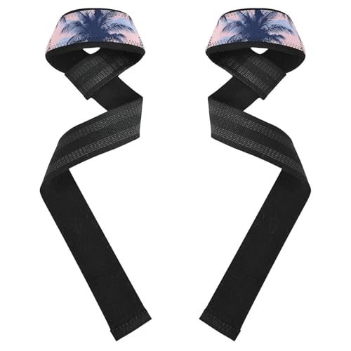 STAYTOP Tropical Coconut Tree Wrist Straps for Weightlifting,Lifting Straps with Neoprene Cushioned Wrist Padded and Anti-Skid Silicone for Strength Training,Bodybuilding,Deadlifting