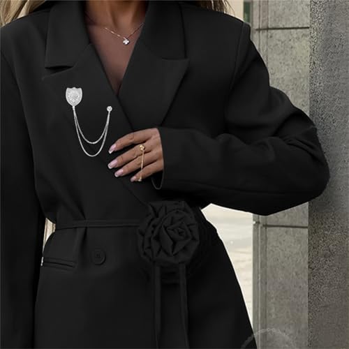 Image of 2PCS Crystal Hanging Chain Brooch Suit Pin for Men Women Vintage Crown Cross Star Diamond Broochs Gold and Silver Wedding Brooch for Clothes Dress Hats Bags Accessory