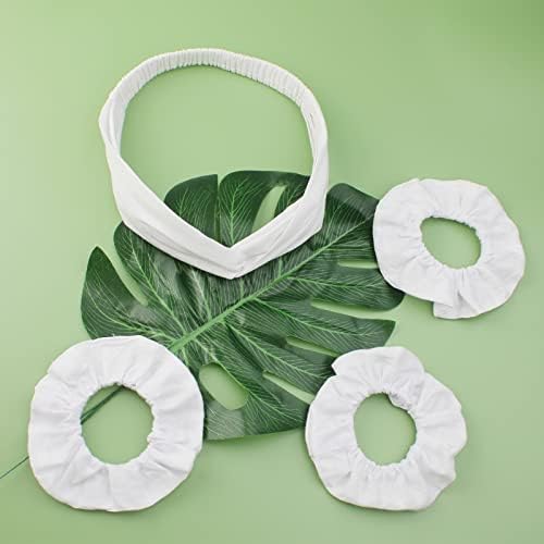 BAILMOLI 3 Pcs White Stretchy Twist Knotted Twisted Headband Non-slip Head Wrap 10 Pcs White Cotton Scrunchies for Tie Dye Party Supplies Pony Tail Holder Elastic Ties for Women Hair Accessories