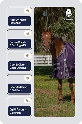 Image of Equinavia Norse Horse Blanket Waterproof, Dry, Lightweight Turnout Blanket | Breathable Turnout Horse Sheets for Real Horses for Wet Mild Weather Use, Durable, No Fill Rain Protection, Outdoor Coverage