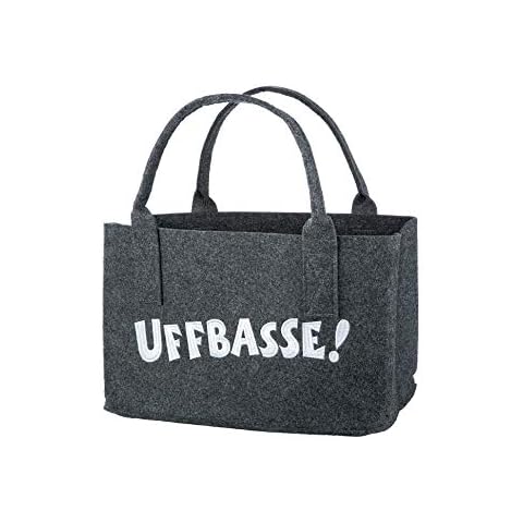 Praktische Shopping-Bag aus Filz-Stoff Einkaufstasche mit Henkel Einkaufskorb faltbare Kaminholztasche zur Aufbewahrung von Holz vielseitige Tragetasche Farbe grau/braun 25x40x26 cm UFFBASSE! Cover