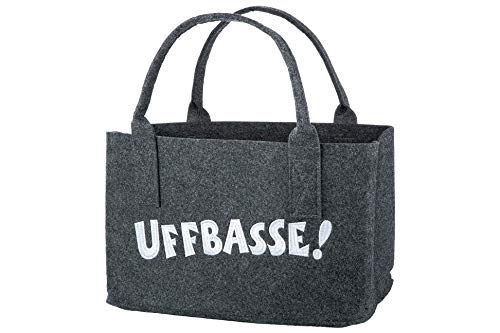 Praktische Shopping-Bag aus Filz-Stoff Einkaufstasche mit Henkel Einkaufskorb faltbare Kaminholztasche zur Aufbewahrung von Holz vielseitige Tragetasche Farbe grau/braun 25x40x26 cm UFFBASSE! Cover