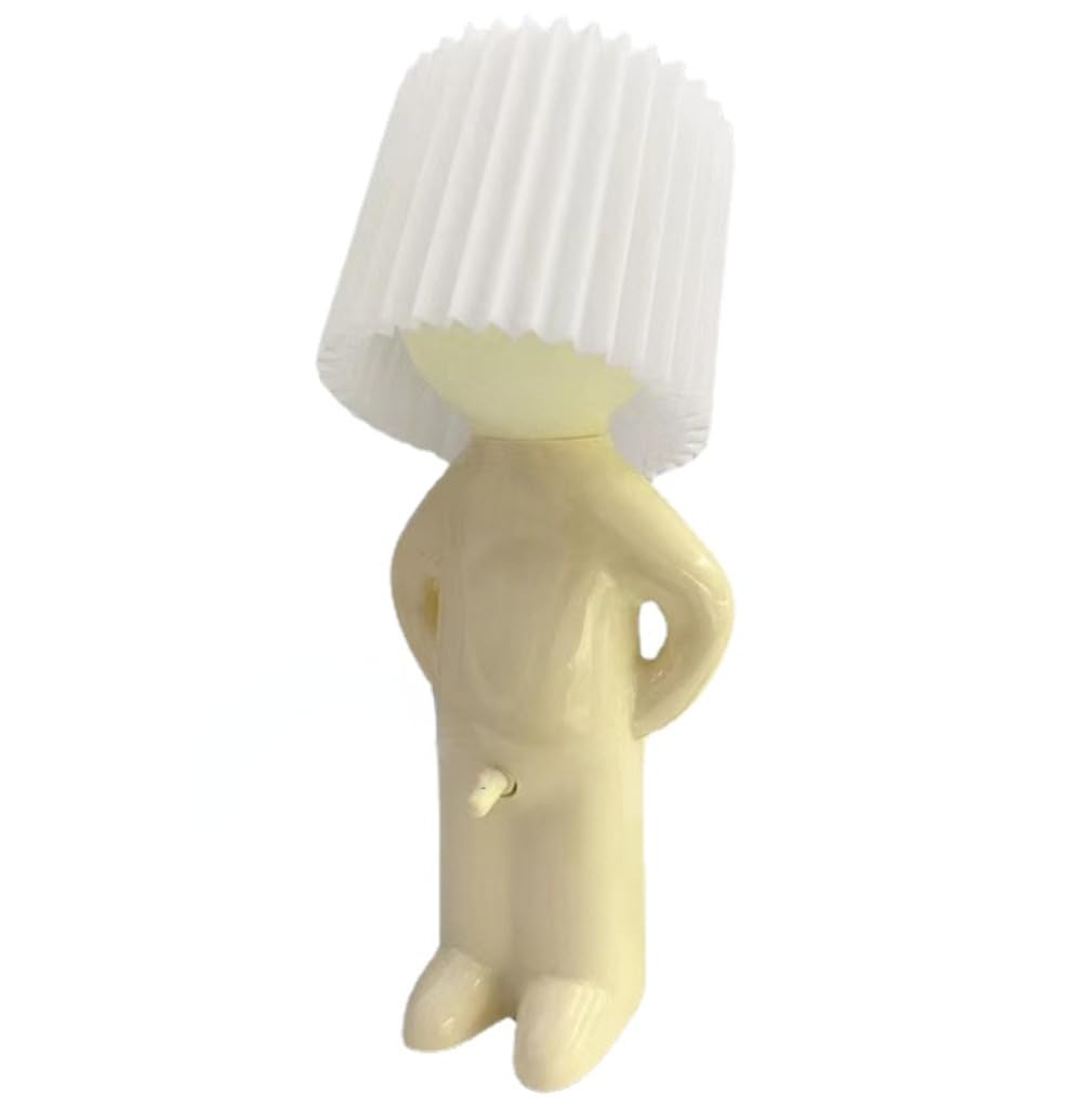 anso Naughty Boy Desk Lamp, Little Shy Man Creative Plastic Lamp, Night Light, Home Decoration, Gift (White, Modern, Round, Touch, LED)