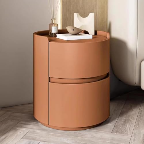 Elegante comodino rotondo in legno massello con 2 cassetti leggero 40 cm/45 cm comodino per arredamento moderno camera da letto elegante pezzo d'accento di lusso