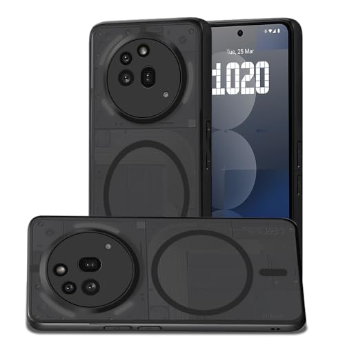 Image of AESTMO Nothing Phone 3A Pro 5G Back Cover | 360 Protection | Matte Frosted Hard Back Translucent | Compatible with MagSafe Accessories (Smoke Black Matte PC+Black TPU Bumber)