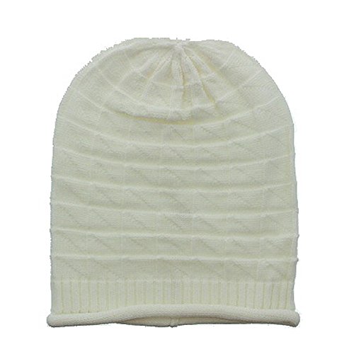 Bonnet d'hiver côtelé Milani à motifs carrés - Gris chiné classique