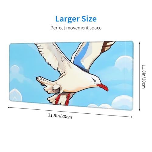Tapis de clavier imprimé mouettes grand format pour ordinateur portable de bureau