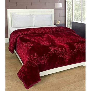 Gnudi Super Soft Mink Double Bed Blanket/Silky Soft Floral Double Bed Embossed Mink Blanket for Winters/Mink Blankets Double Bed for Winter/Double Bed Blanket (Maroon_87x95 inch)