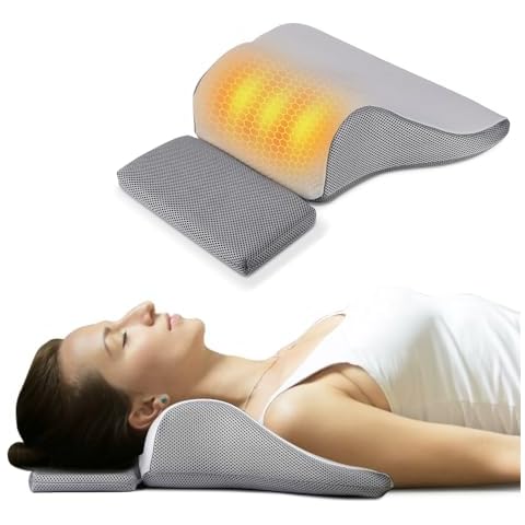 Liipoo Heated Neck Stretcher with Magnetic Therapy Pillowcase, Neck and Shoulder Relaxer Pillows, Cervical Traction Device for Relieve TMJ Headache Muscle Tension Spine Alignment Cover