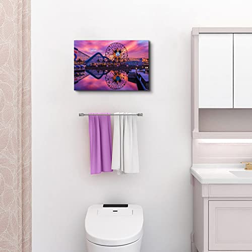 Image of Sunset Disney Landscape Wall Art Girls Bedroom Wall Decor Nature Ferris Wheel Picture Painting Prints Disneyland Castle Park Anime Skyline Canvas Poster Panoramic Artwork Living Room Decoration 12x16 inch