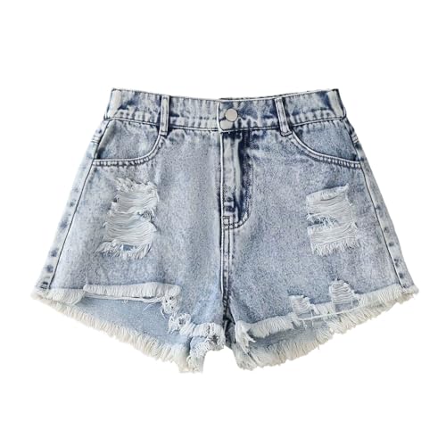 Short en jean baggy pour fille en denim délavé durable