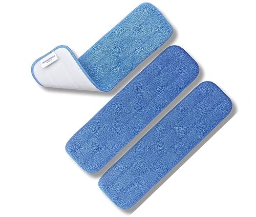 Image of Microfiber Dry Mop Refill 24 Inch with Check Duster Cloth Free - Reusable Heavy Duty Floor Dust Cleaning Pad (Blue)