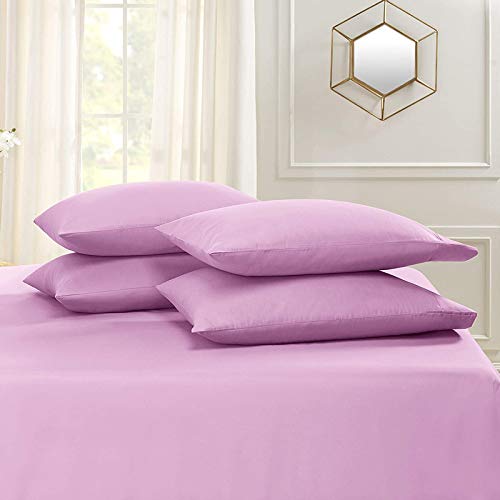 Image of Levender Bedsheet with 4 Pillow Covers 400TC 100% Egyptian Cotton Premium 5 Piece Bedsheets Single Bed