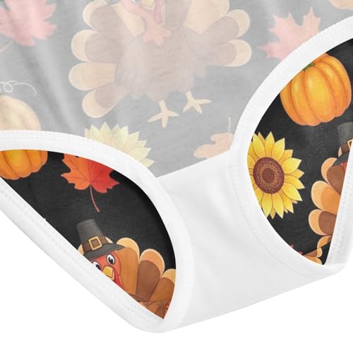 Panties for Girls, Cute Cartoon Turkeys Brown Toddler Girl Briefs, Girls Cotton Underwear, 2T–8 Years4