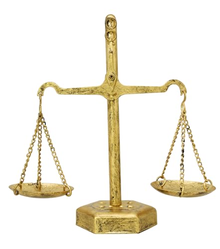 Owlgift Vintage Gold Scale of Justice Jewelry Stand Iron Metal Jewelry Holder 6.7W 9.5H 3.1D Antique Law Decor Gift for Lawyer Judge Auctioneer Justice Symbol Accent Piece