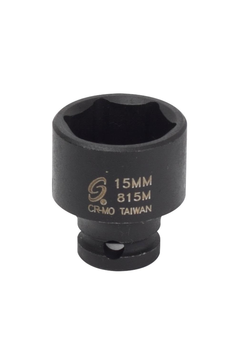SUNEX Tools 1/4 in. Drive 15mm 6-Point Impact Socket, CR-MO Steel, Model 815M