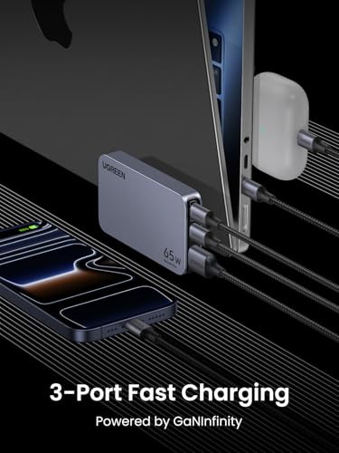 Image of UGREEN Nexode Pro 65W GaN USB C Slim Wall Charger, 3-Port Compact Fast PPS Charger for iPhone 17 /16 /15 Series, MacBook Air, iPad Pro, Galaxy S25 /S24, Pixel 10 /9, Steam Deck