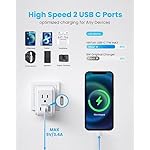 Universal Travel Adapter Kit, VINTAR International Plug Adapter with 3 USB Ports(2 USB C, 3.4A) and 2 American Outlets, Type A,C,G,D,I,M Detachable Attachments, Adapter for US/EU/UK/India/AUS/Africa - Image 4