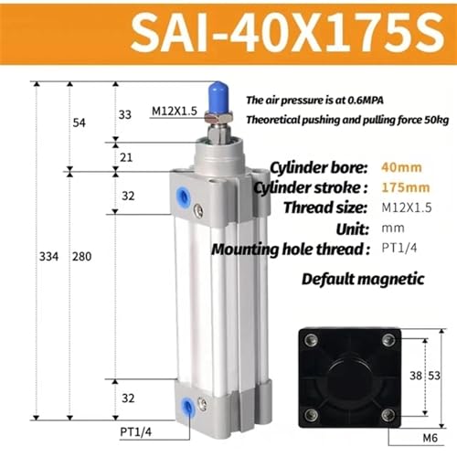 Cylindre pneumatique standard SAI 32 robuste en alliage durable